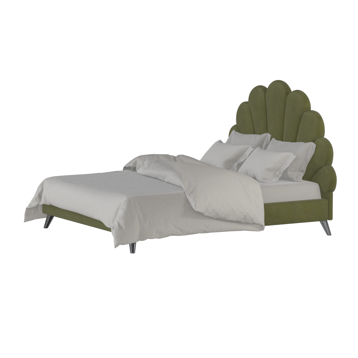 Evelina Curved Headboard Bed in Soft Upholstery