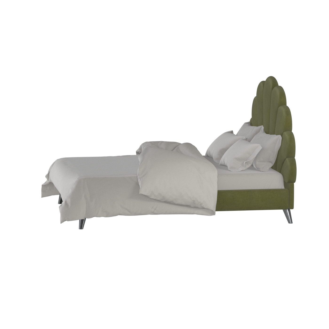Evelina Curved Headboard Bed in Soft Upholstery