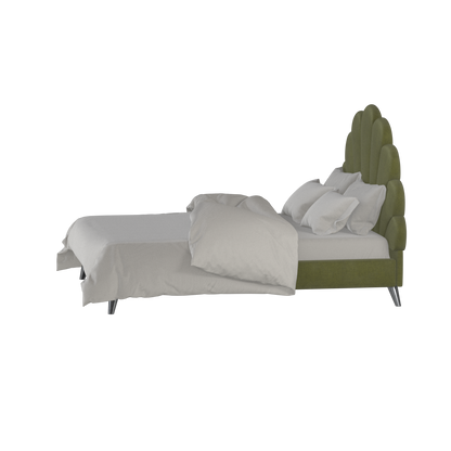 Evelina Curved Headboard Bed in Soft Upholstery