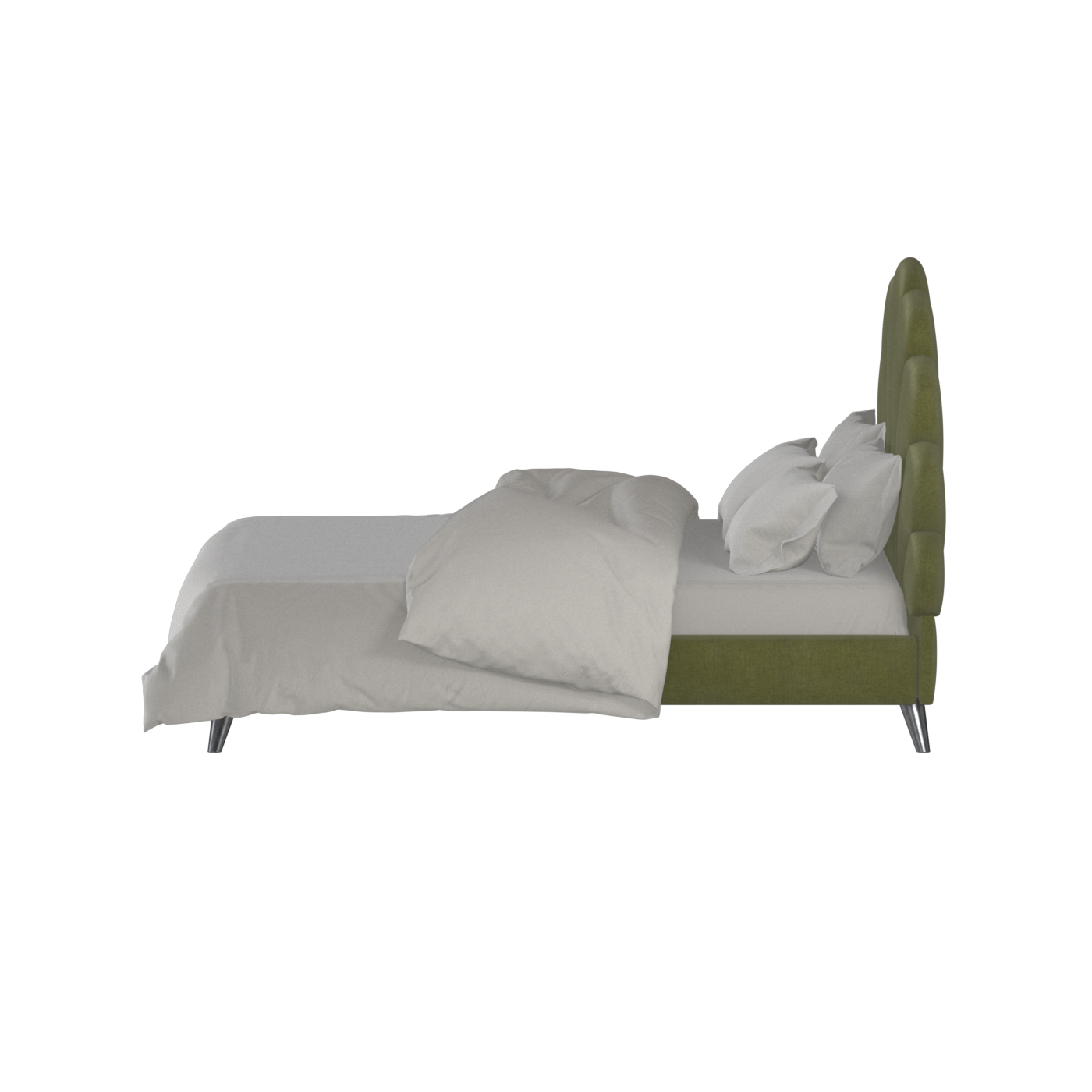 Evelina Curved Headboard Bed in Soft Upholstery