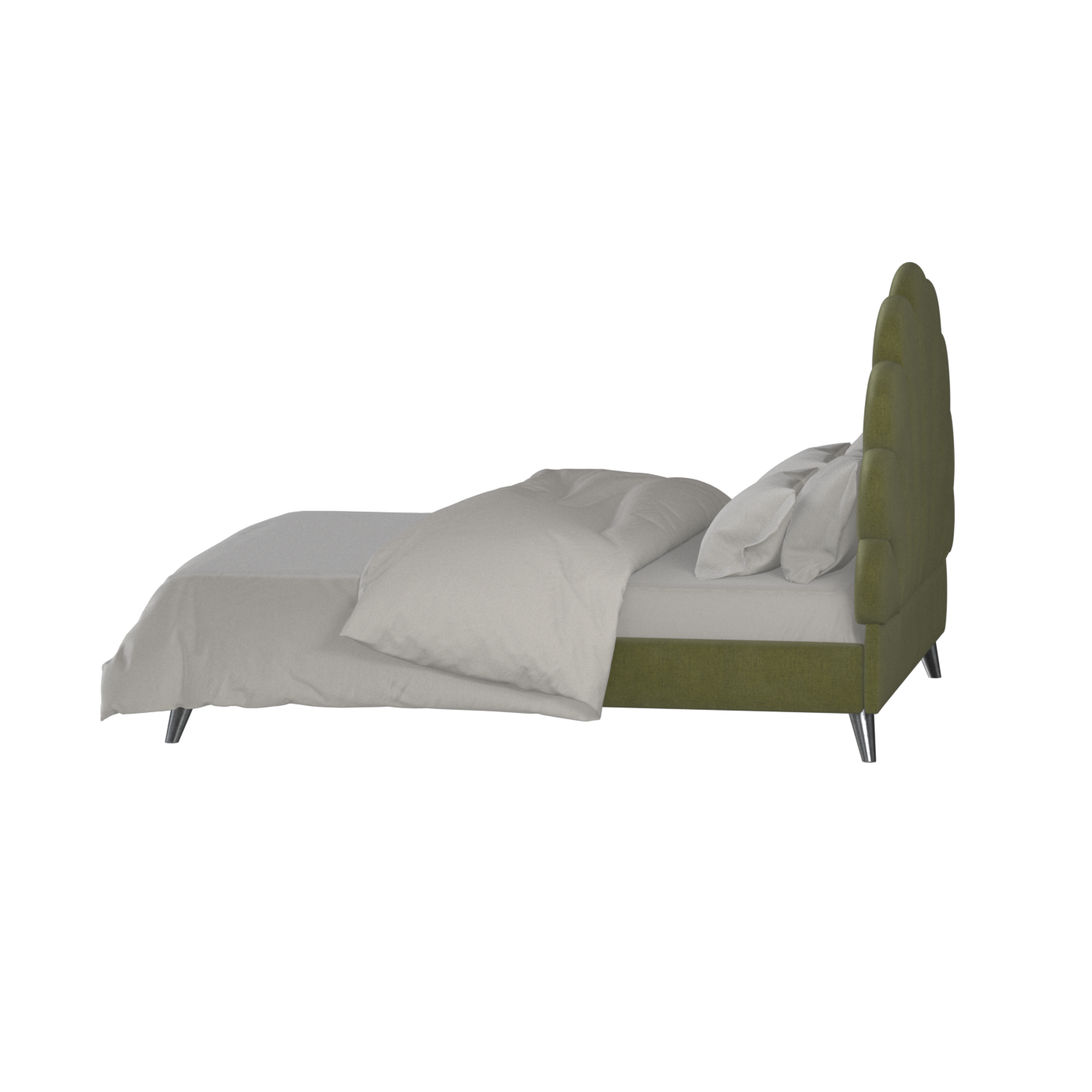 Evelina Curved Headboard Bed in Soft Upholstery