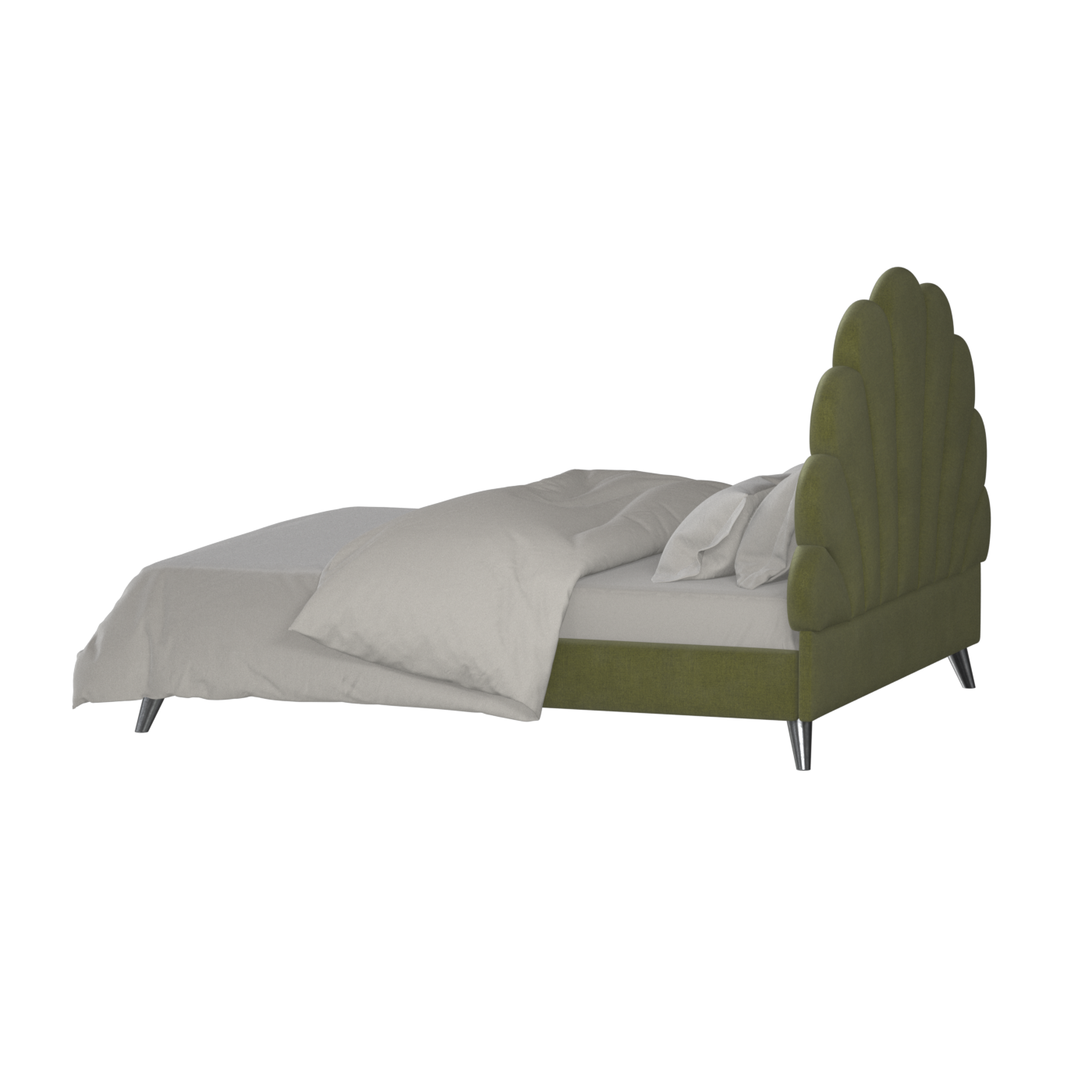 Evelina Curved Headboard Bed in Soft Upholstery