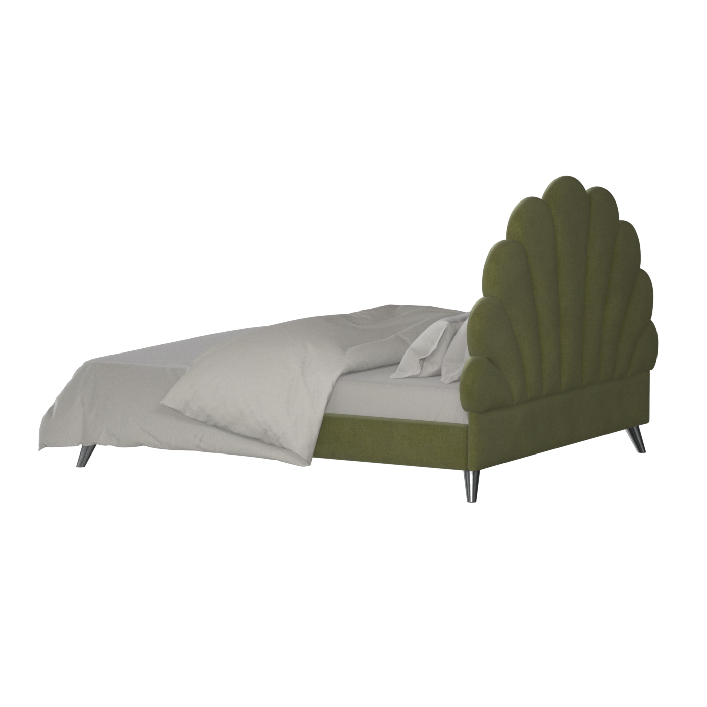 Evelina Curved Headboard Bed in Soft Upholstery