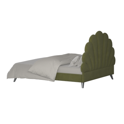 Evelina Curved Headboard Bed in Soft Upholstery