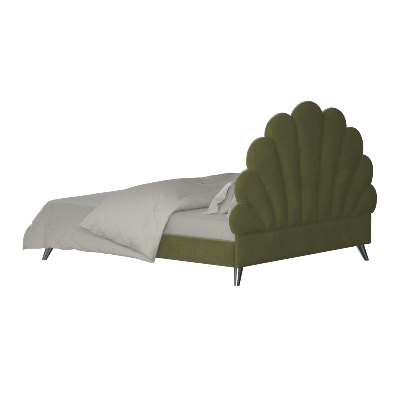 Evelina Curved Headboard Bed in Soft Upholstery
