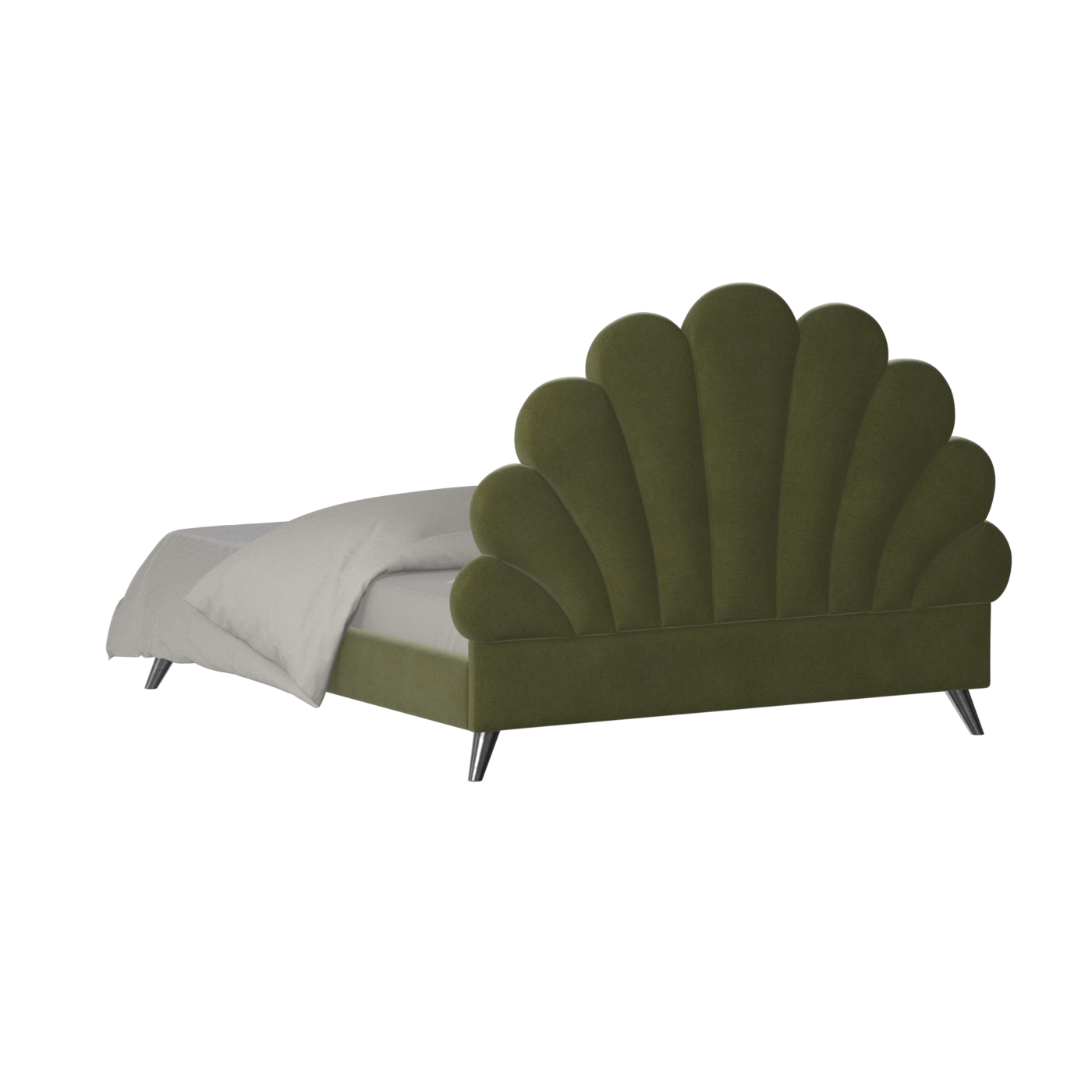 Evelina Curved Headboard Bed in Soft Upholstery