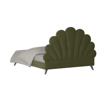 Evelina Curved Headboard Bed in Soft Upholstery