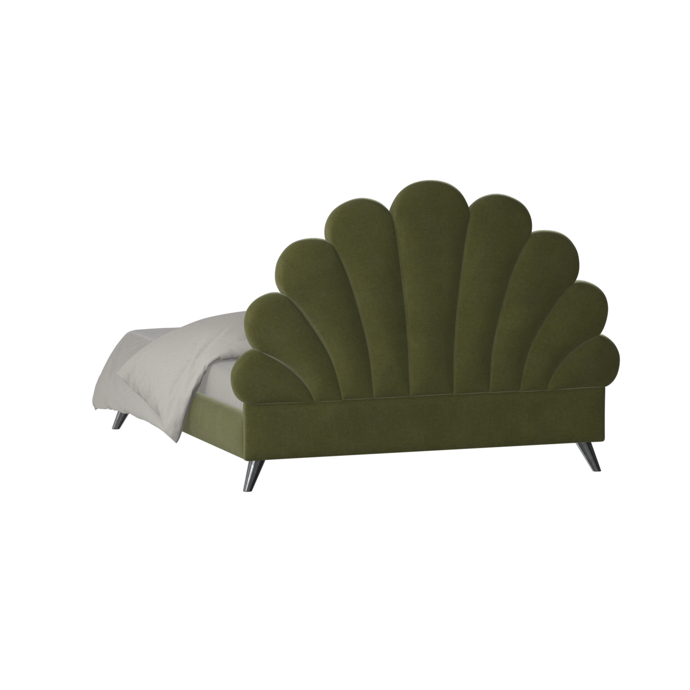 Evelina Curved Headboard Bed in Soft Upholstery
