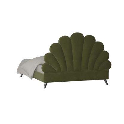 Evelina Curved Headboard Bed in Soft Upholstery
