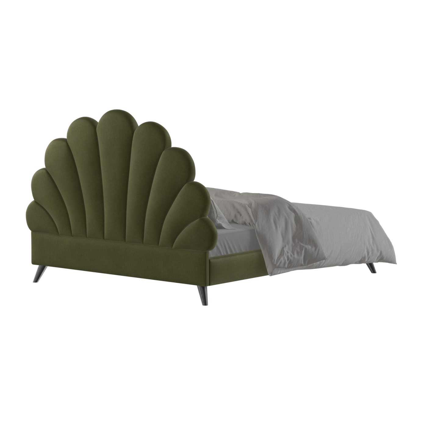 Evelina Curved Headboard Bed in Soft Upholstery