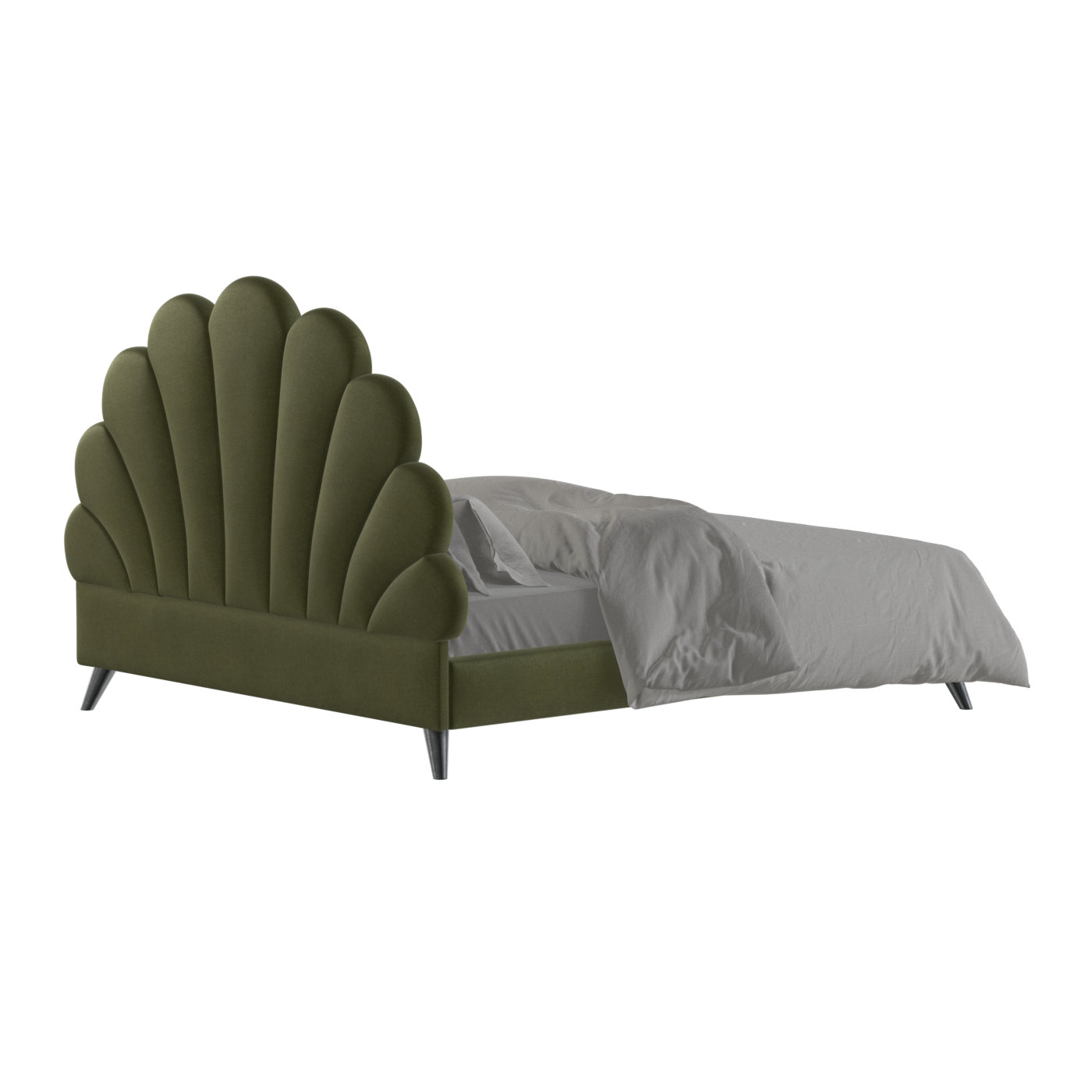 Evelina Curved Headboard Bed in Soft Upholstery
