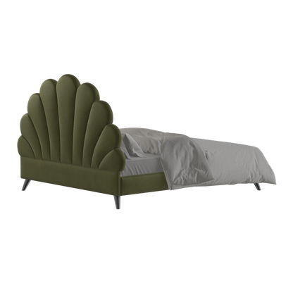 Evelina Curved Headboard Bed in Soft Upholstery