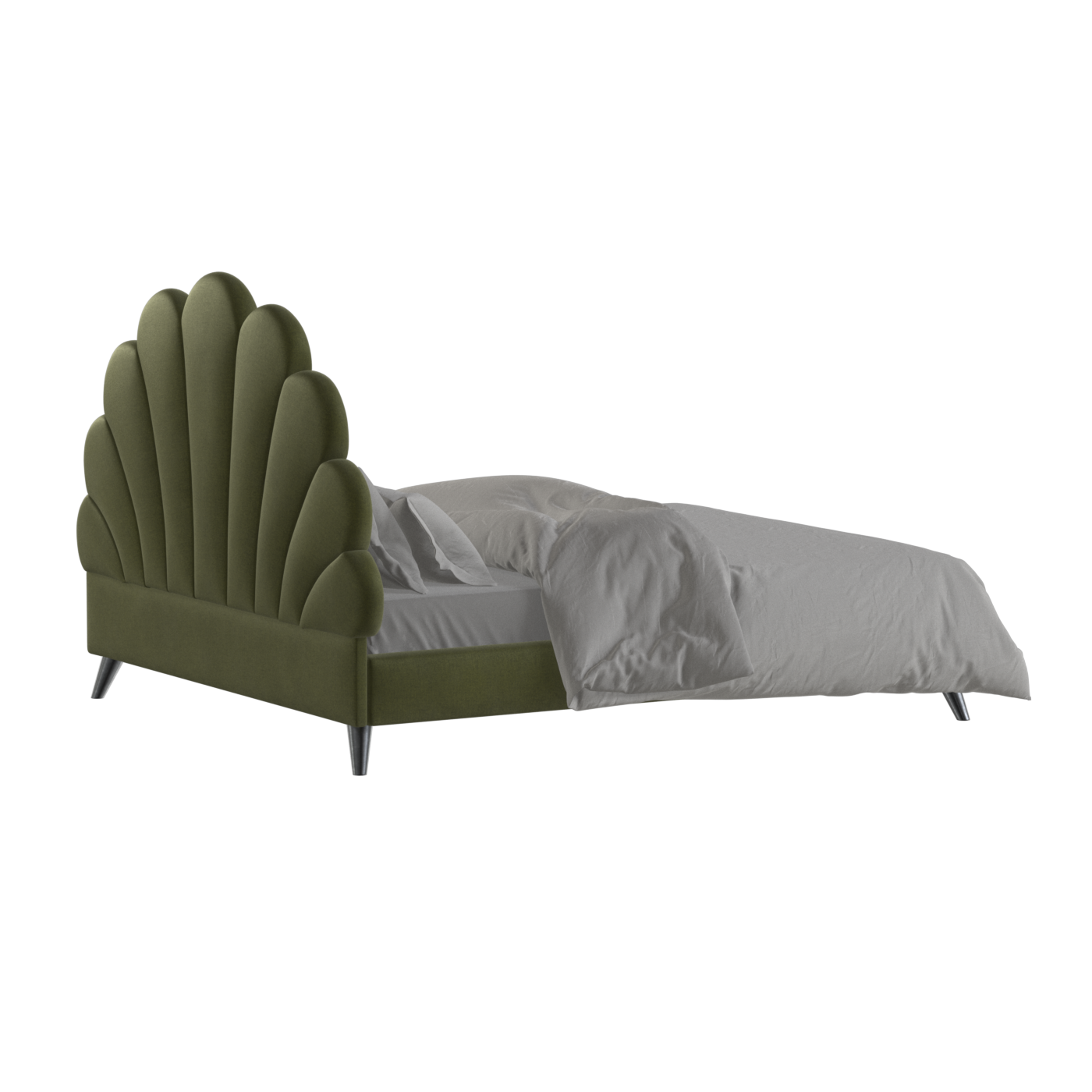 Evelina Curved Headboard Bed in Soft Upholstery
