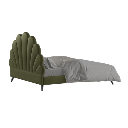 Evelina Curved Headboard Bed in Soft Upholstery