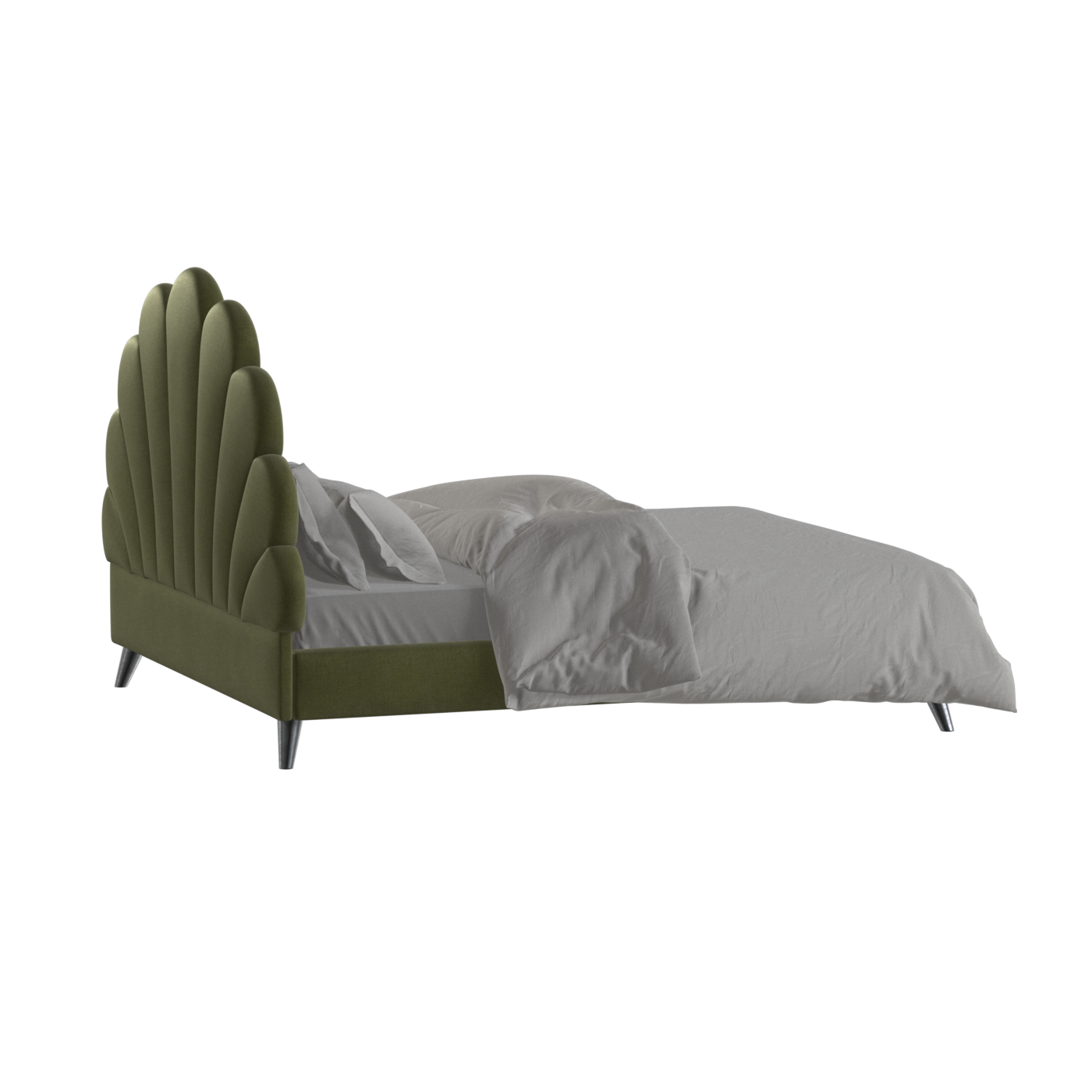 Evelina Curved Headboard Bed in Soft Upholstery