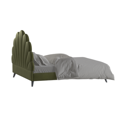 Evelina Curved Headboard Bed in Soft Upholstery