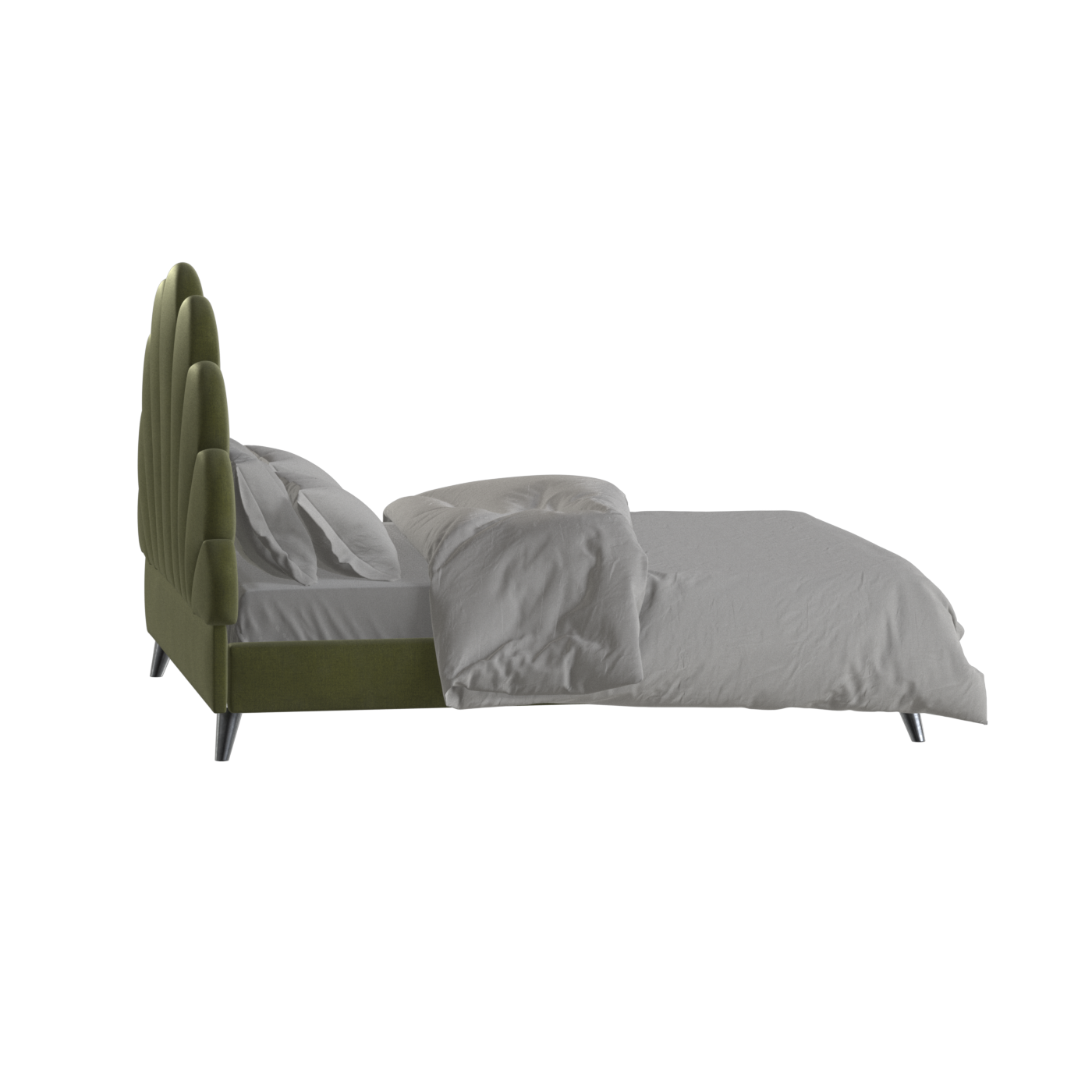 Evelina Curved Headboard Bed in Soft Upholstery