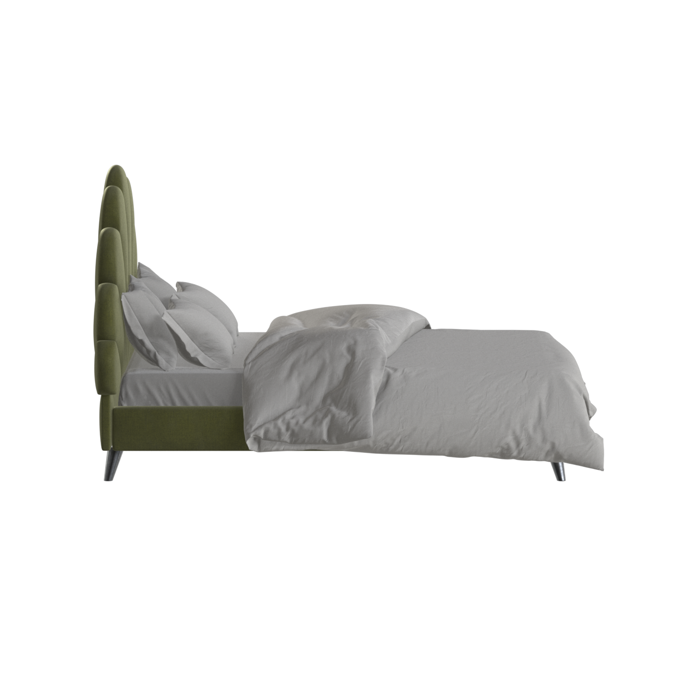 Evelina Curved Headboard Bed in Soft Upholstery