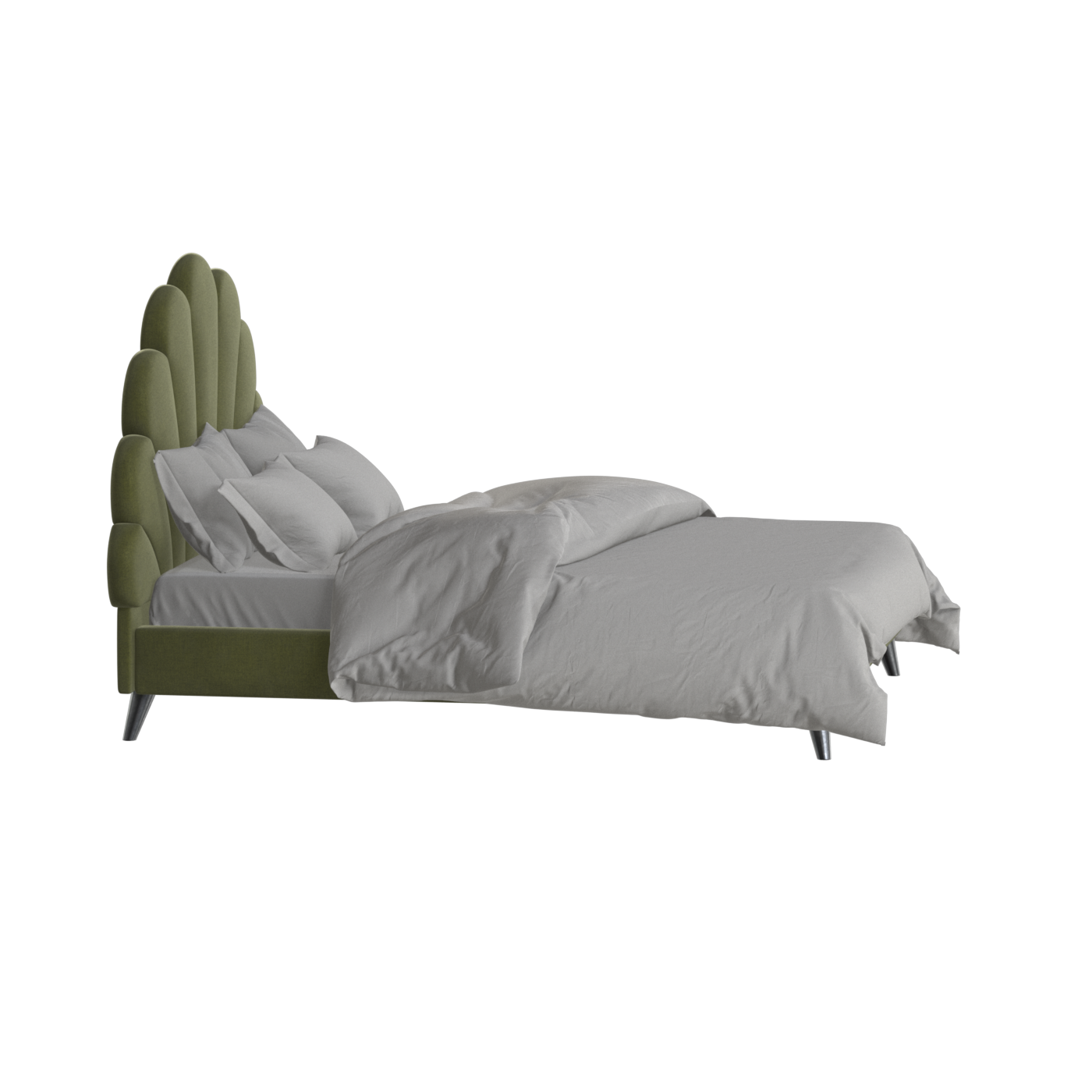 Evelina Curved Headboard Bed in Soft Upholstery