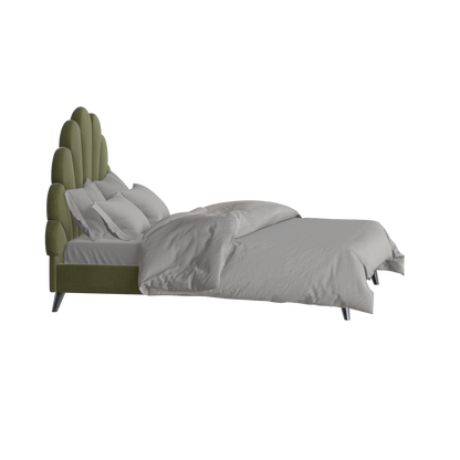 Evelina Curved Headboard Bed in Soft Upholstery