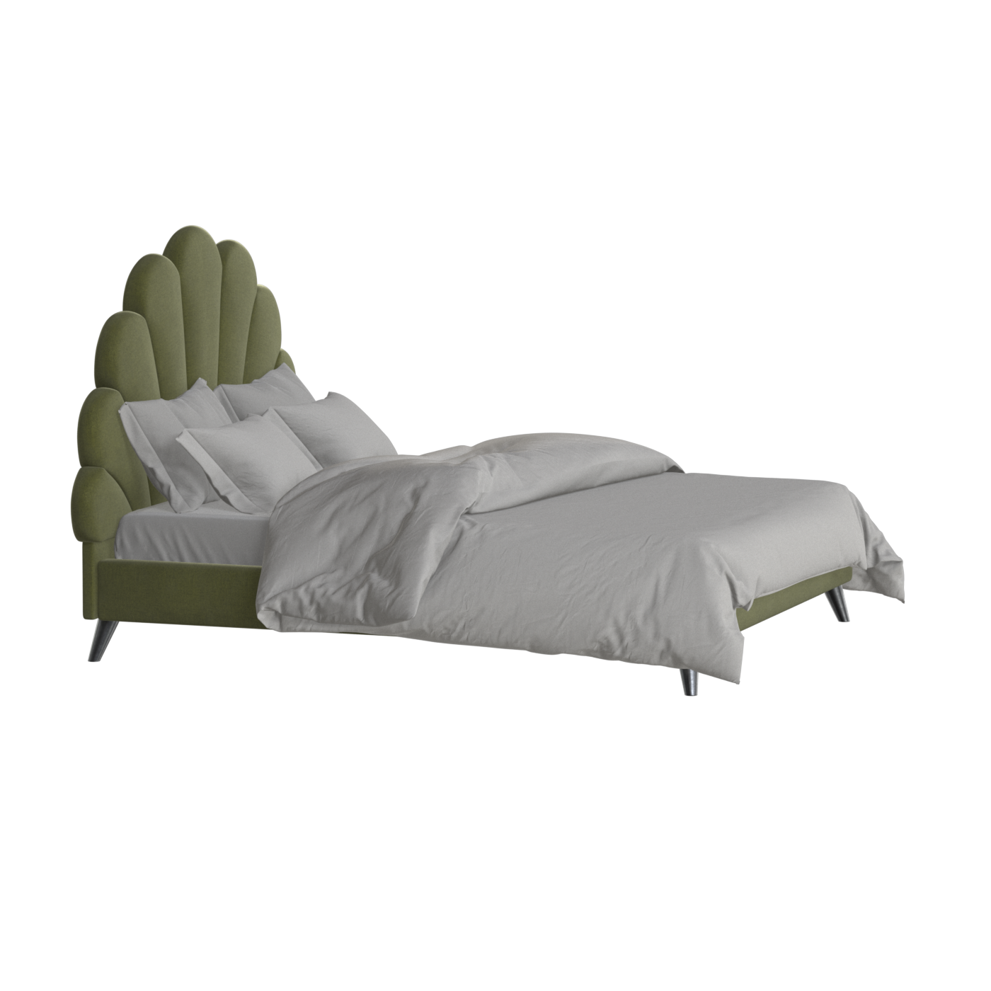 Evelina Curved Headboard Bed in Soft Upholstery