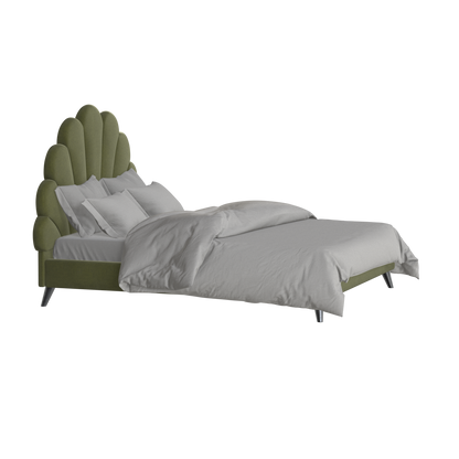 Evelina Curved Headboard Bed in Soft Upholstery