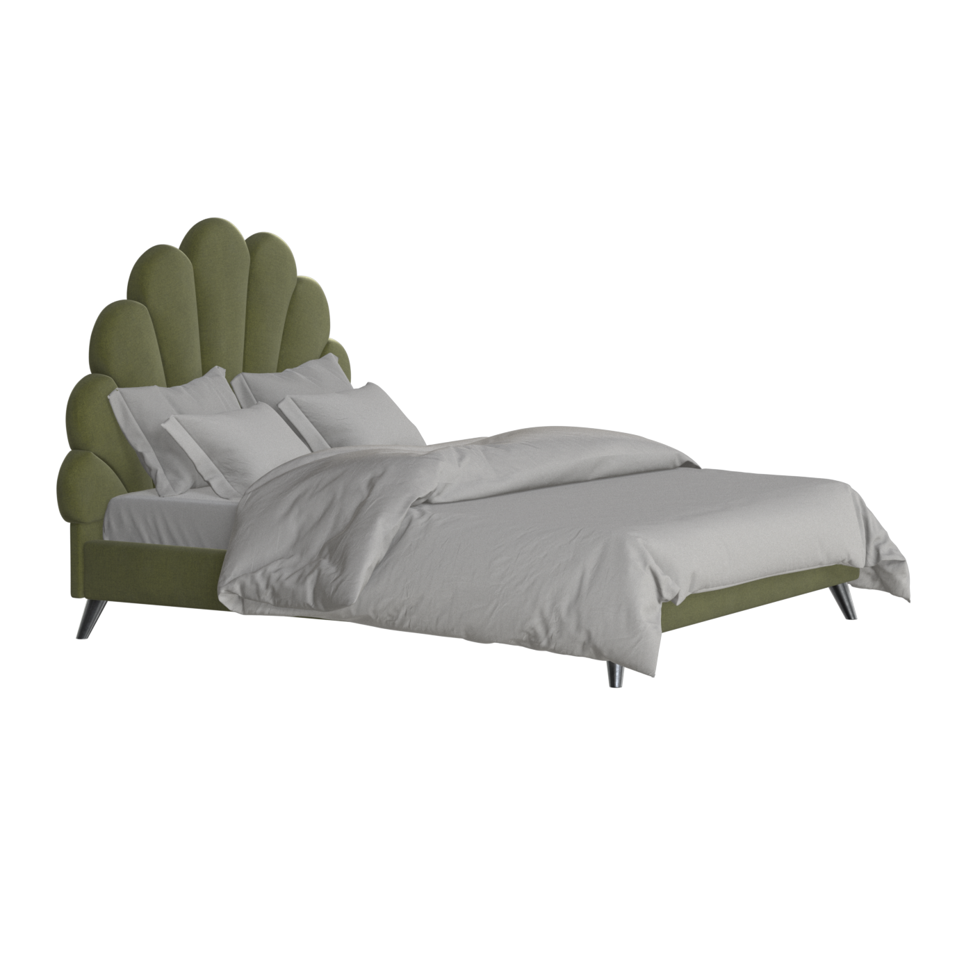 Evelina Curved Headboard Bed in Soft Upholstery