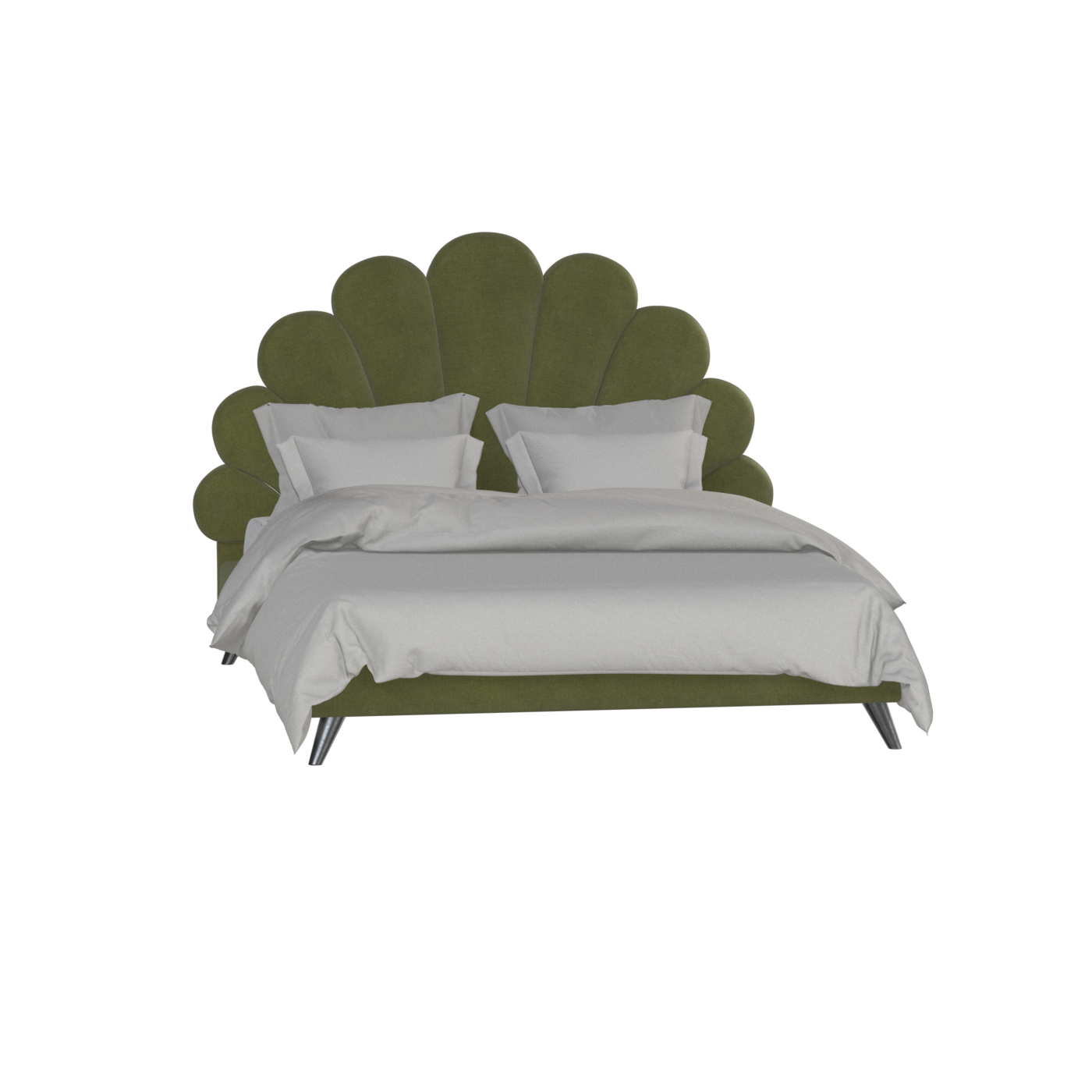 Evelina Curved Headboard Bed in Soft Upholstery
