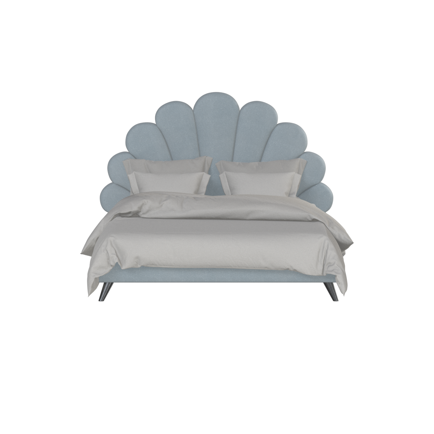 Evelina Curved Headboard Bed in Soft Upholstery
