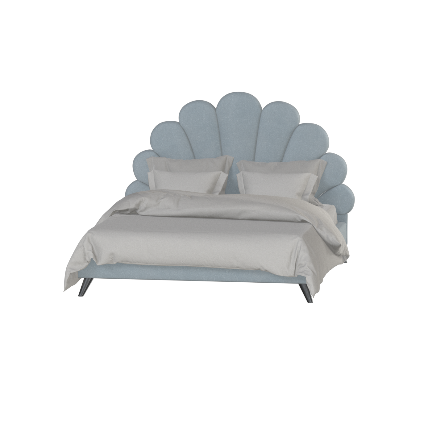 Evelina Curved Headboard Bed in Soft Upholstery