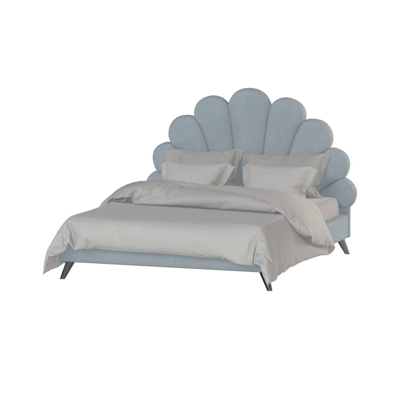 Evelina Curved Headboard Bed in Soft Upholstery