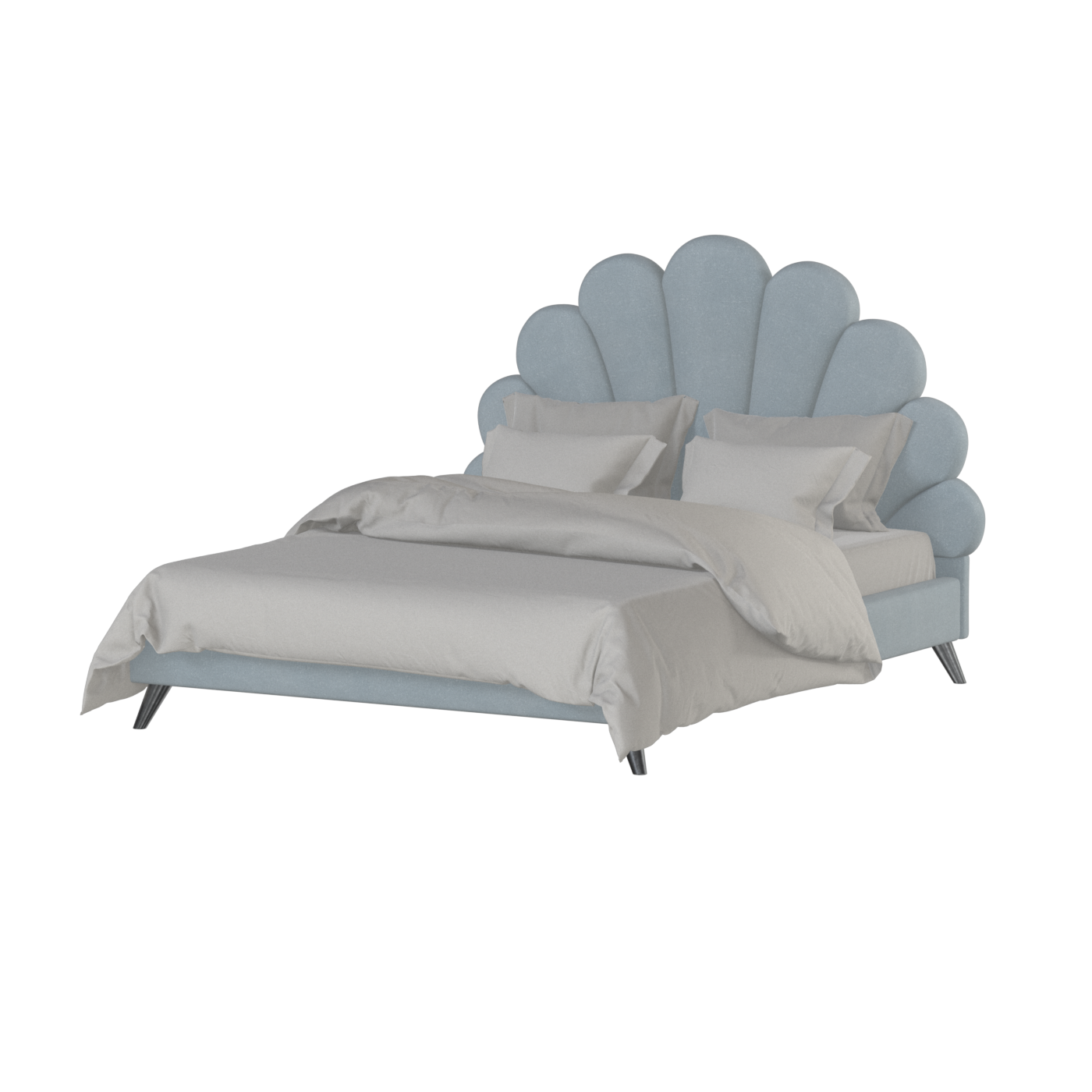 Evelina Curved Headboard Bed in Soft Upholstery