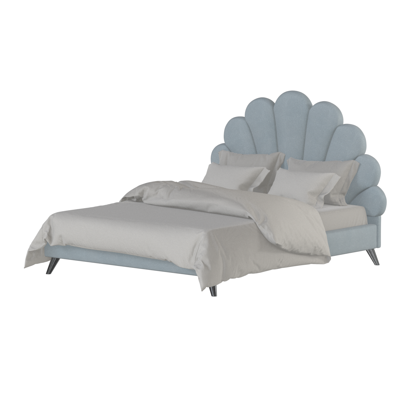 Evelina Curved Headboard Bed in Soft Upholstery