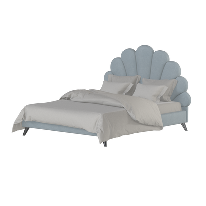 Evelina Curved Headboard Bed in Soft Upholstery
