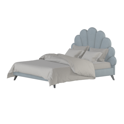 Evelina Curved Headboard Bed in Soft Upholstery