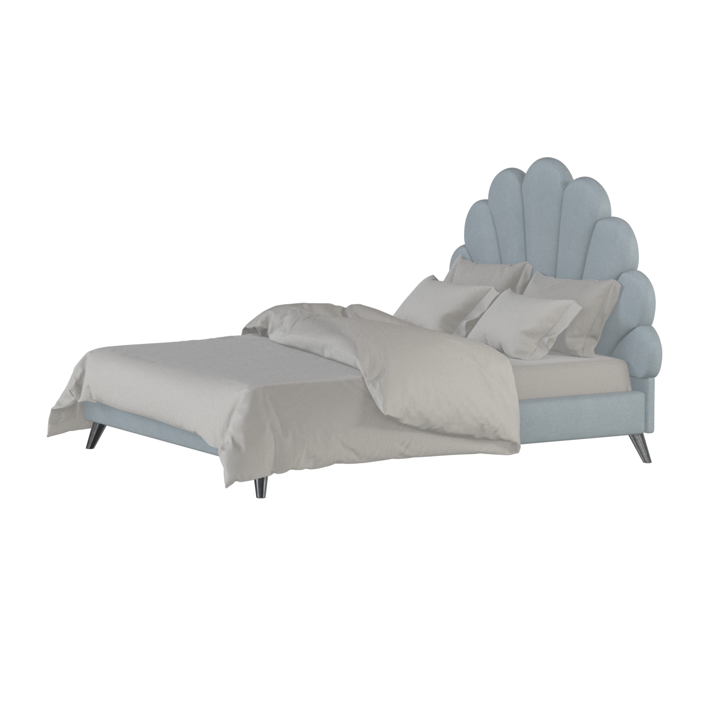 Evelina Curved Headboard Bed in Soft Upholstery