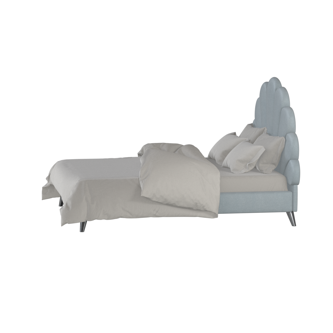 Evelina Curved Headboard Bed in Soft Upholstery