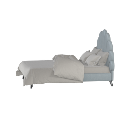 Evelina Curved Headboard Bed in Soft Upholstery