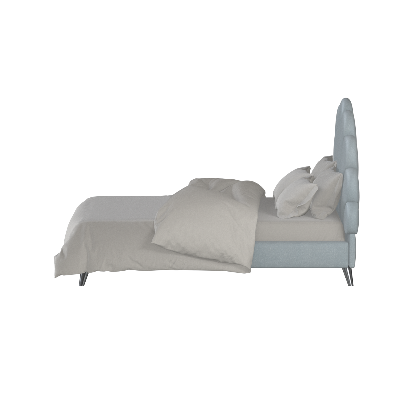 Evelina Curved Headboard Bed in Soft Upholstery