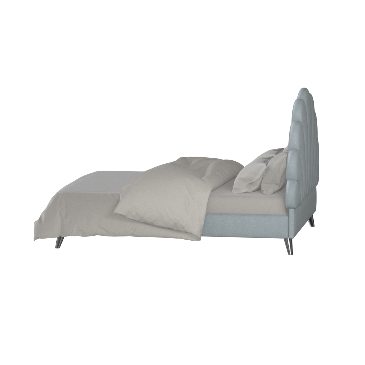 Evelina Curved Headboard Bed in Soft Upholstery
