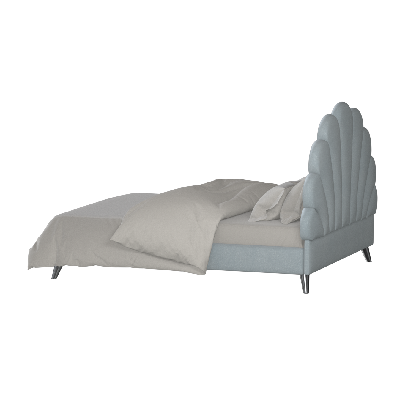 Evelina Curved Headboard Bed in Soft Upholstery