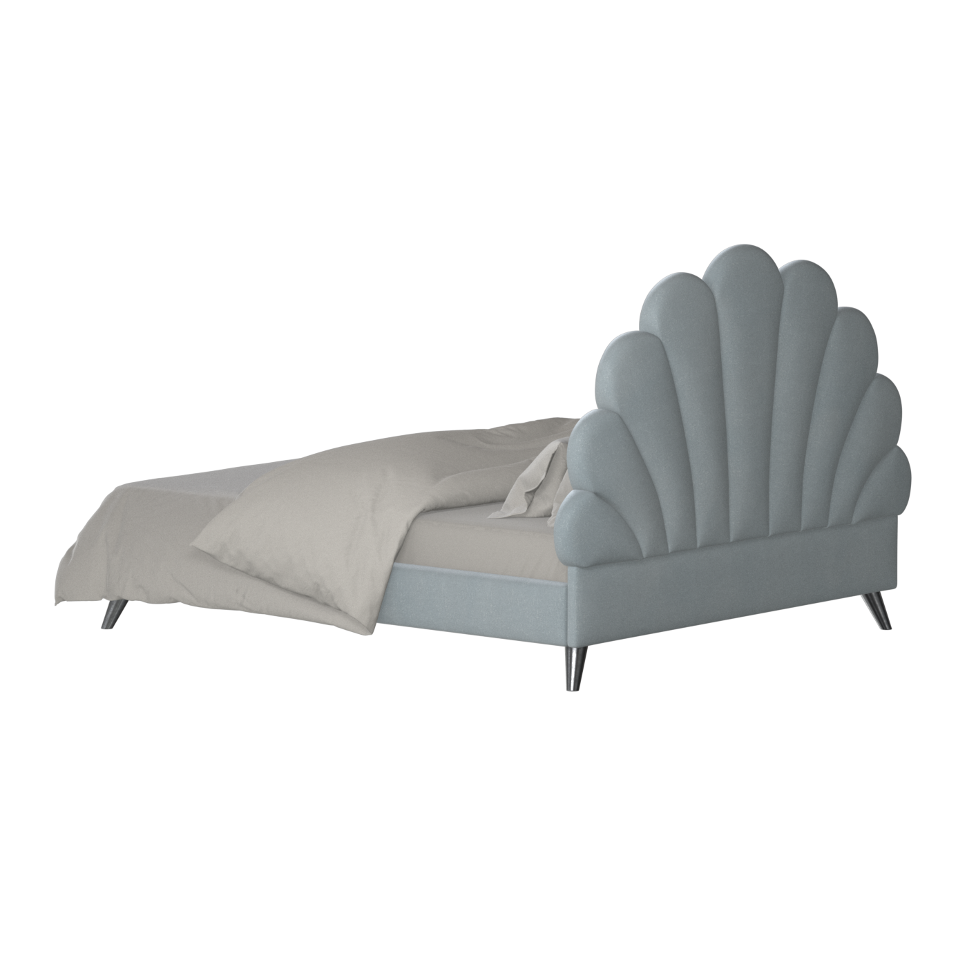 Evelina Curved Headboard Bed in Soft Upholstery