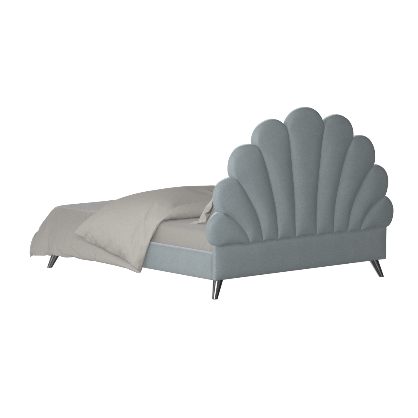 Evelina Curved Headboard Bed in Soft Upholstery