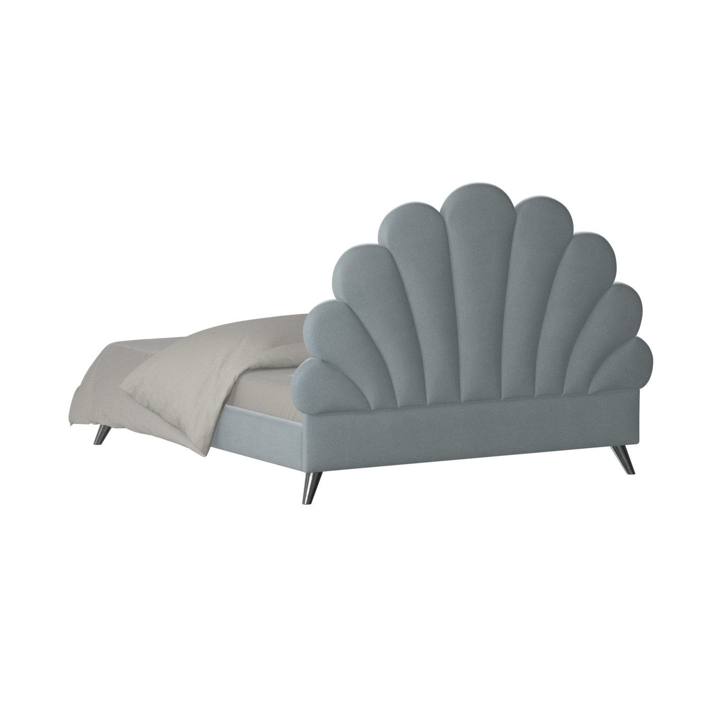 Evelina Curved Headboard Bed in Soft Upholstery