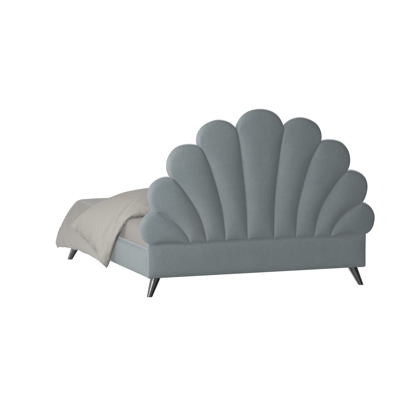 Evelina Curved Headboard Bed in Soft Upholstery
