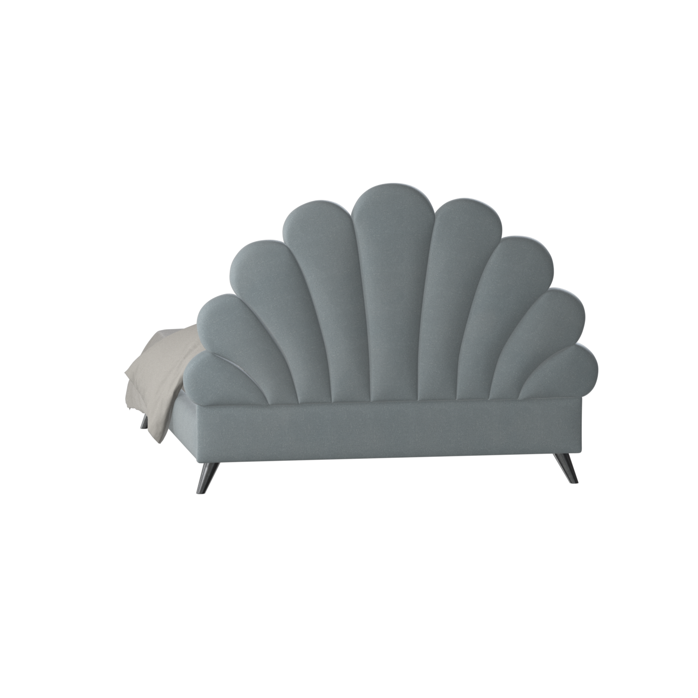 Evelina Curved Headboard Bed in Soft Upholstery