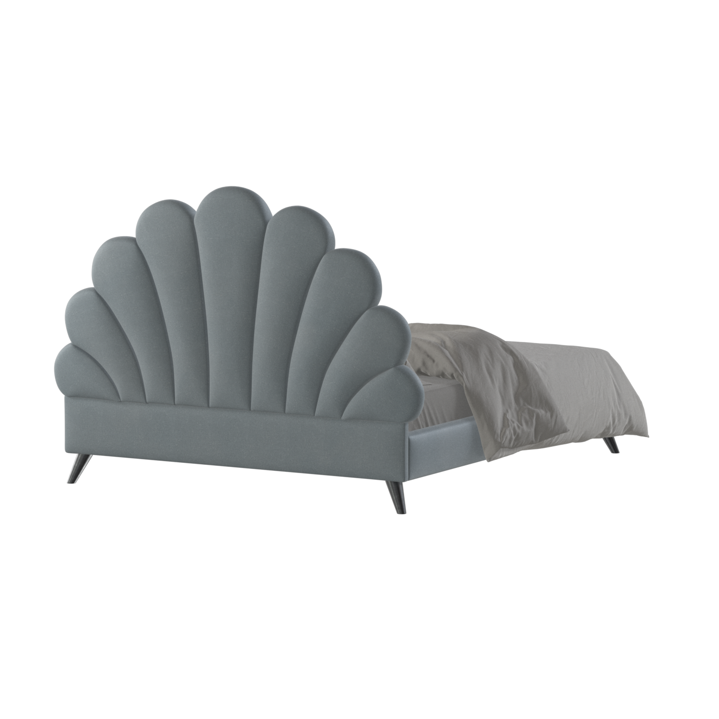 Evelina Curved Headboard Bed in Soft Upholstery