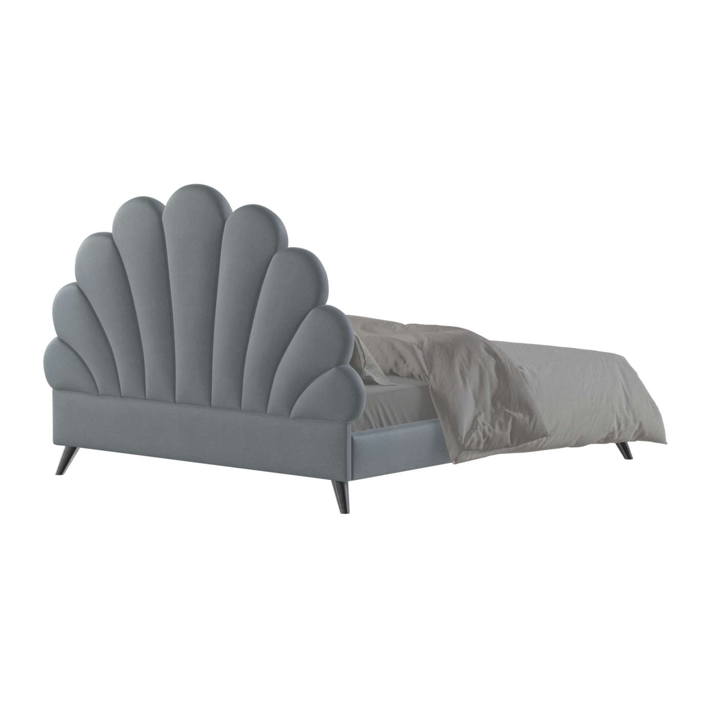 Evelina Curved Headboard Bed in Soft Upholstery