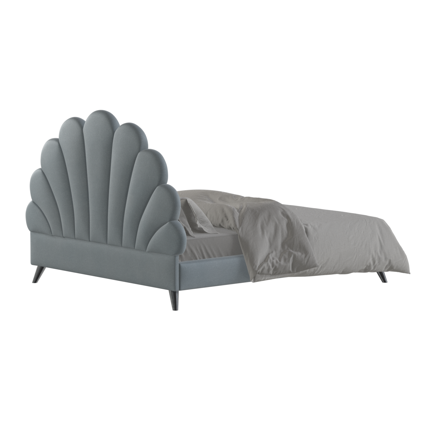 Evelina Curved Headboard Bed in Soft Upholstery