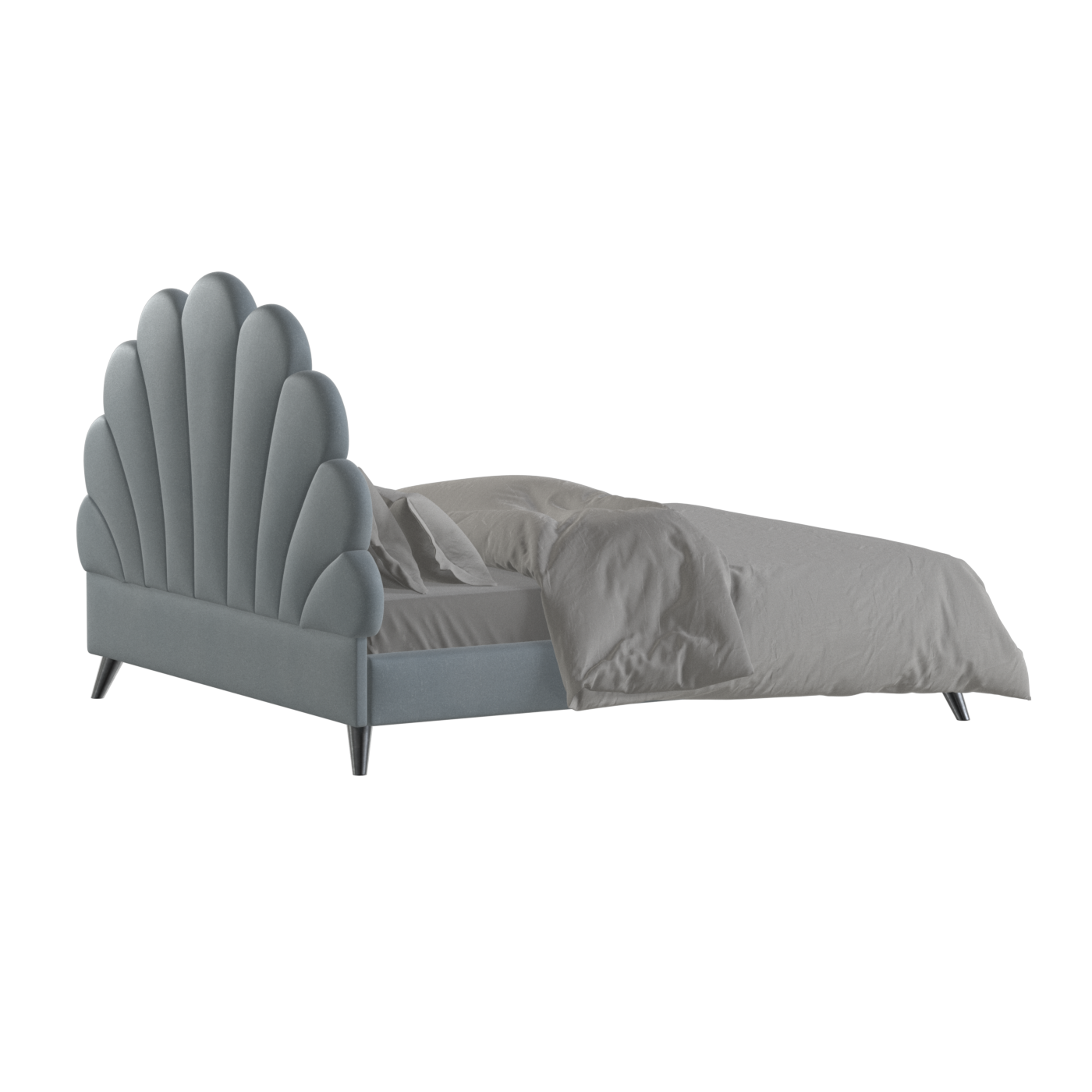 Evelina Curved Headboard Bed in Soft Upholstery